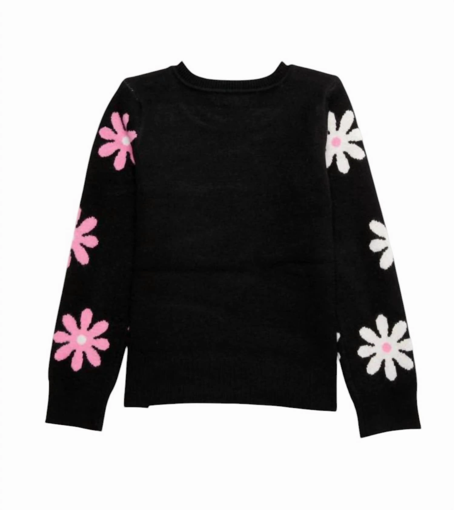 Little Girls Sweater In Black Floral Girls Tunic Top