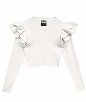 Long Sleeve Isla Top In White ruffle tops girls, long sleeve tees girls
