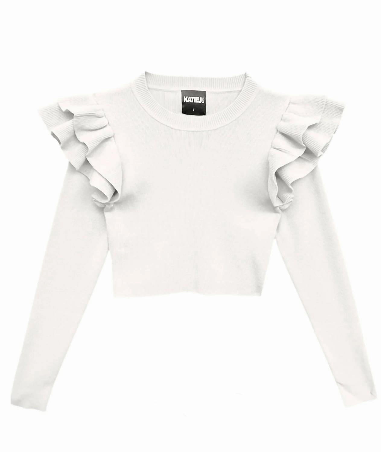 Long Sleeve Isla Top In White ruffle tops girls, long sleeve tees girls