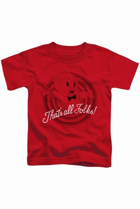 Looney Tunes Thats All Folks Short Sleeve Juvenile Tee / T-Shirt graphic tees for boys, polo shirts boys