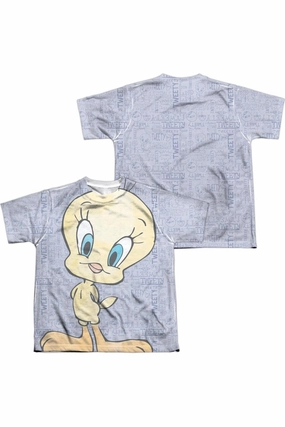 Looney Tunes Tweety Girl (Front/Back Print) Short Sleeve Youth Poly Crew Tee / T-Shirt graphic tees for boys, polo shirts boys