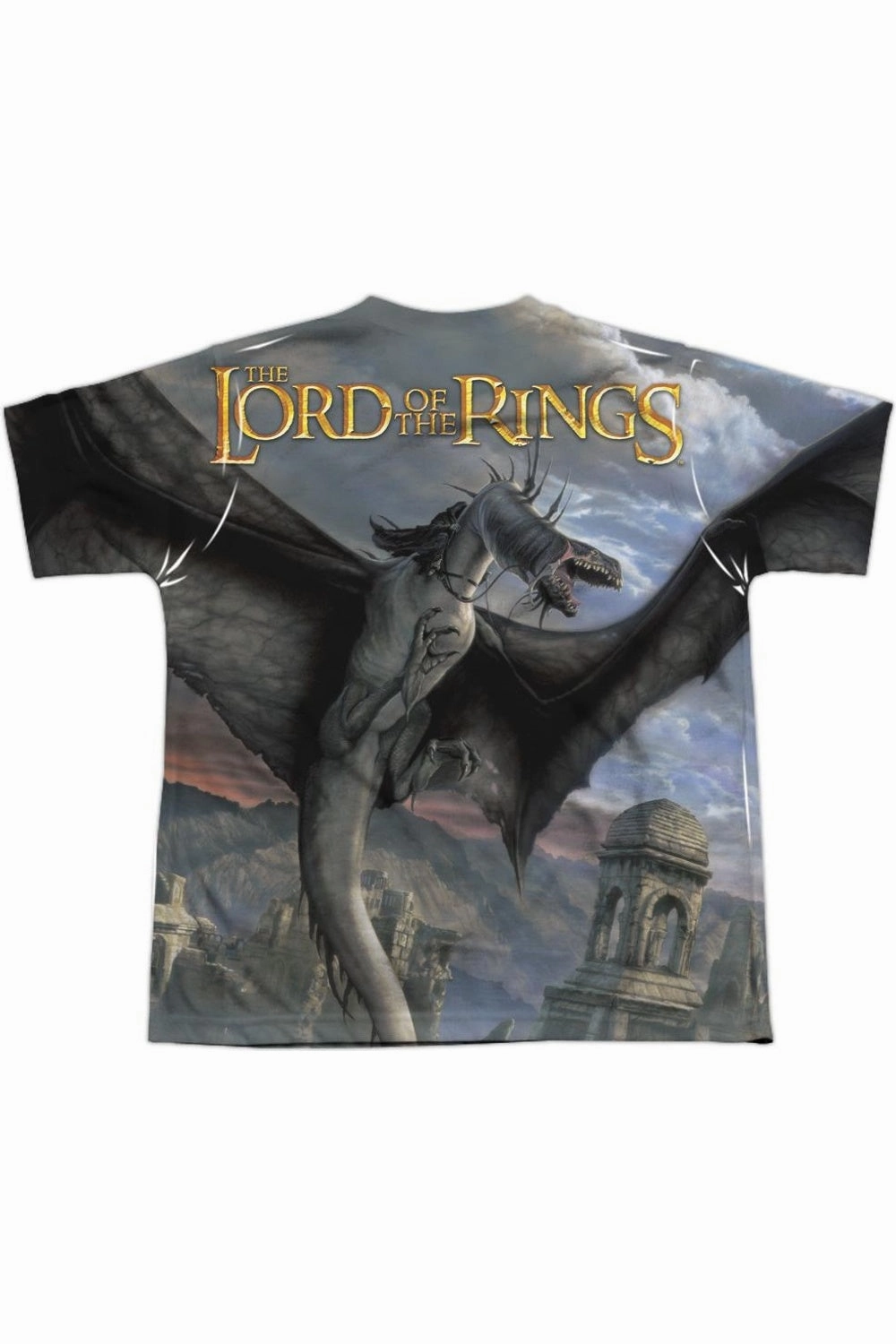 Lord Of The Rings Fellbeast (Front/Back Print) Short Sleeve Youth Poly Crew Tee / T-Shirt Boys Henley T Shirt