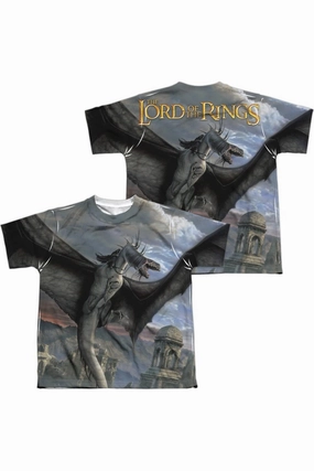 Lord Of The Rings Fellbeast (Front/Back Print) Short Sleeve Youth Poly Crew Tee / T-Shirt graphic tees for boys, polo shirts boys
