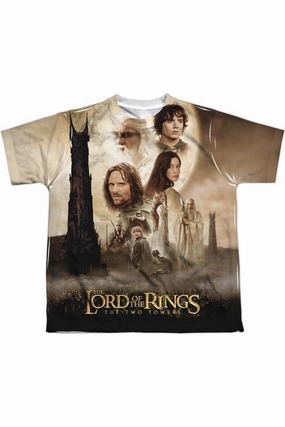Lord Of The Rings Towers Poster Short Sleeve Youth Poly Crew Tee / T-Shirt graphic tees for boys, polo shirts boys