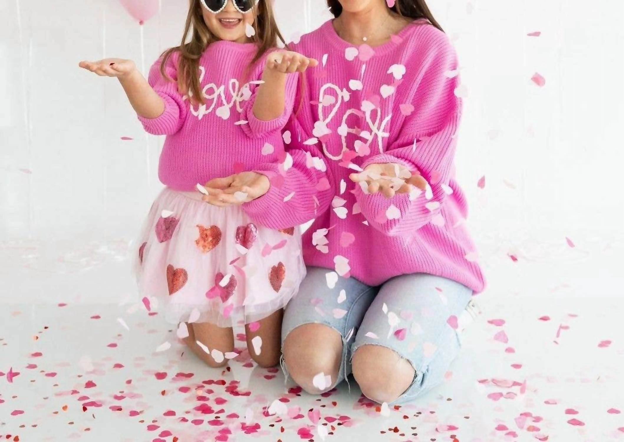 Love Valentine's Day Knit Sweater In Bubblegum Pink Girls Tunic Top