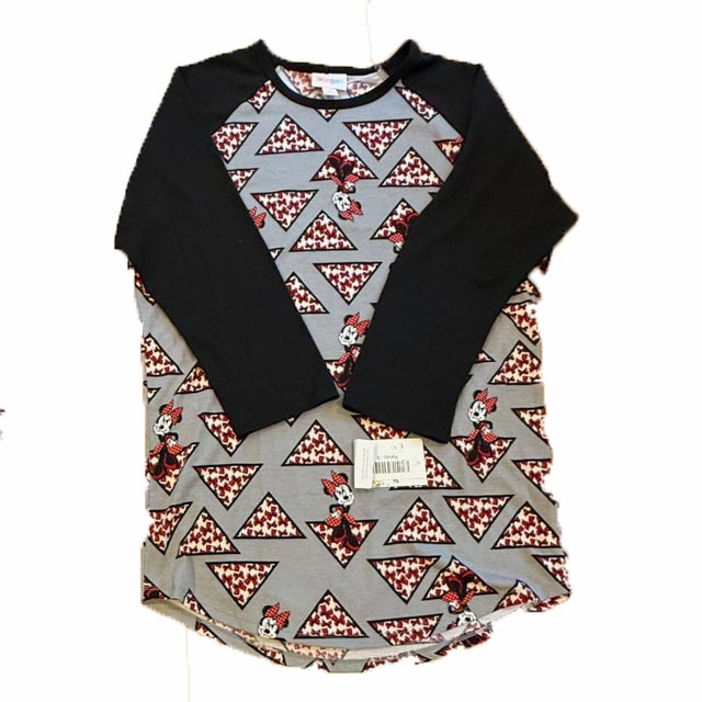 Lularoe Girls Gray | Black Pizza Minnie Long Sleeve Shirt Girls Tunic Top
