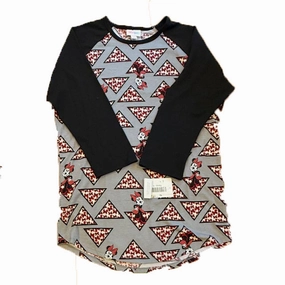 Lularoe Girls Gray | Black Pizza Minnie Long Sleeve Shirt ruffle tops girls, long sleeve tees girls