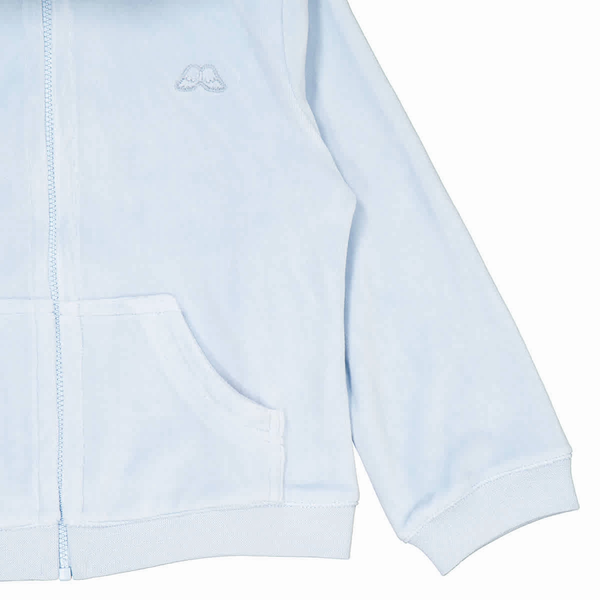Marie Chantal Kids Dusty Blue Angel Wing Velour Hoodie Boys Half Zip Pullover
