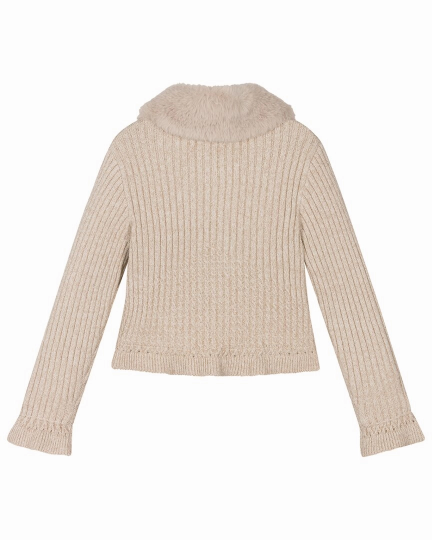 Mayoral Faux Fur Collar Cardigan Girls Tunic Top