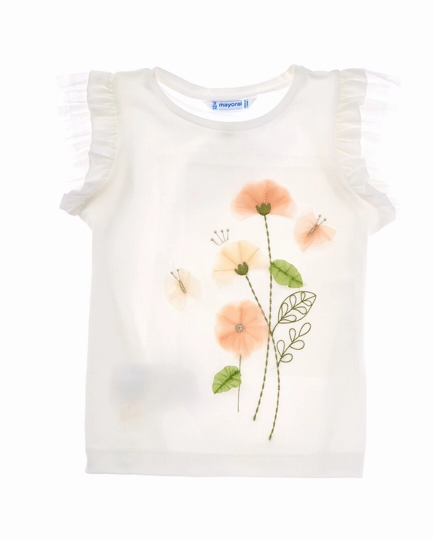 Mayoral Floral Ruffle Tee ruffle tops girls, long sleeve tees girls