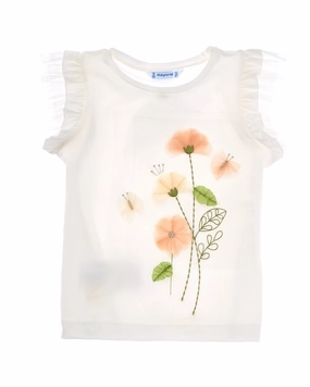 Mayoral Floral Ruffle Tee ruffle tops girls, long sleeve tees girls