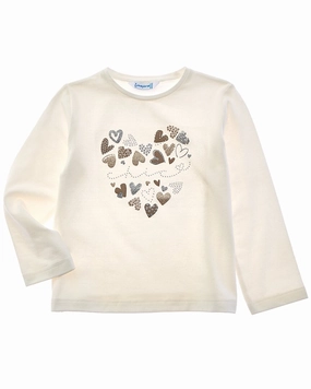 Mayoral Heart Applique Tee ruffle tops girls, long sleeve tees girls
