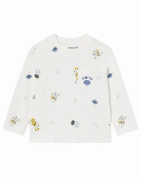 Mayoral Robot Print Tee ruffle tops girls, long sleeve tees girls