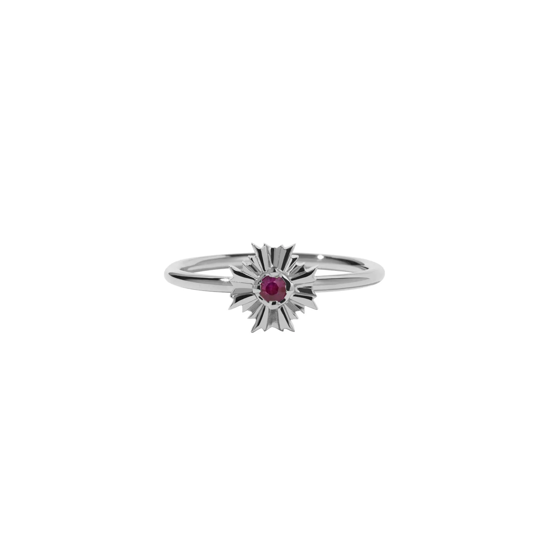 Meadowlark Jewellery Meadowlark August Stacker Ring - Sterling Silver - Ruby