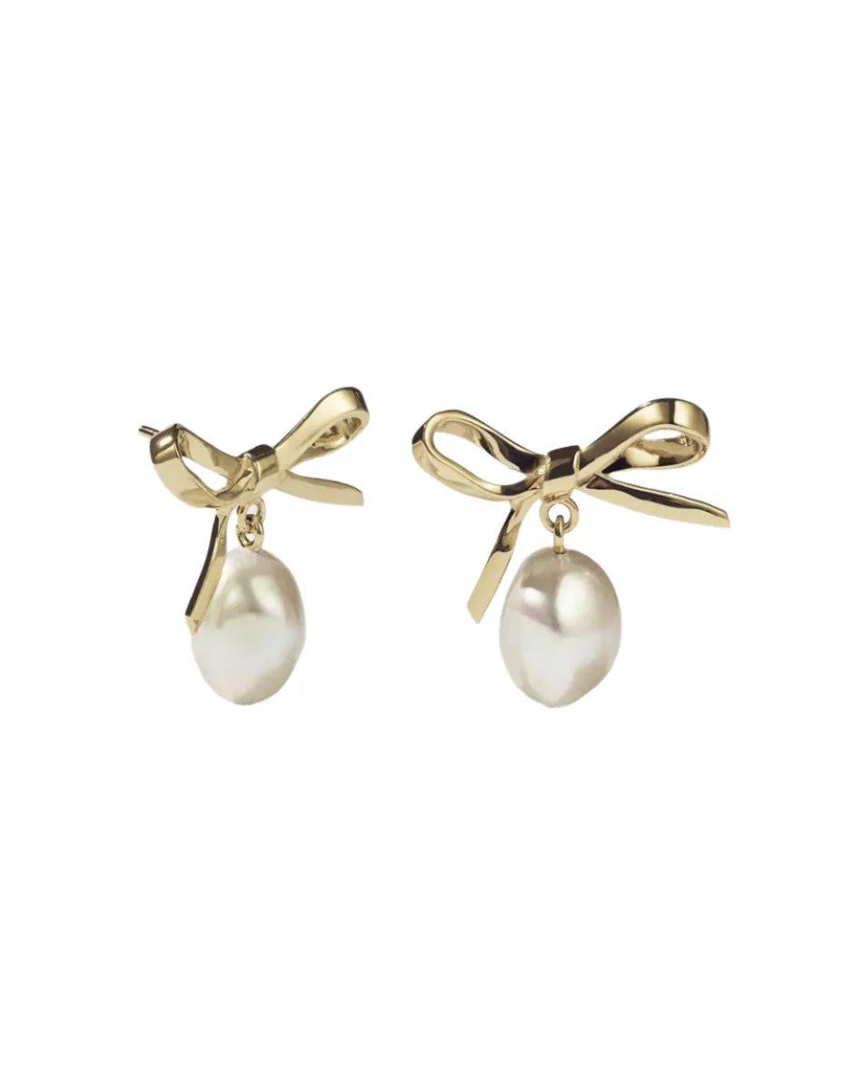 Meadowlark Jewellery Meadowlark - Bow Pearl Studs Gold Plated
