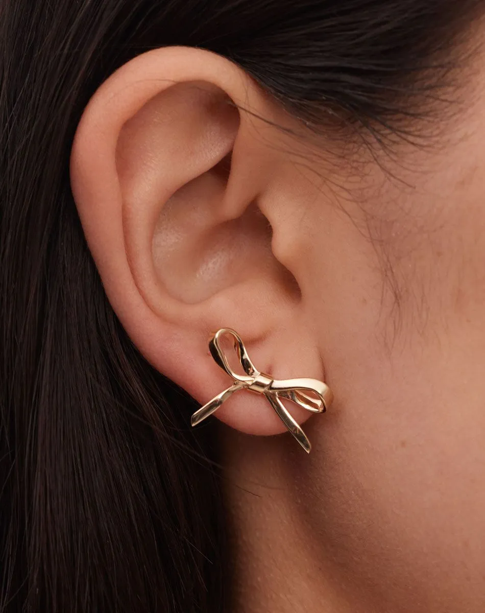 Meadowlark Jewellery Meadowlark - Bow Studs Medium Gold Plated