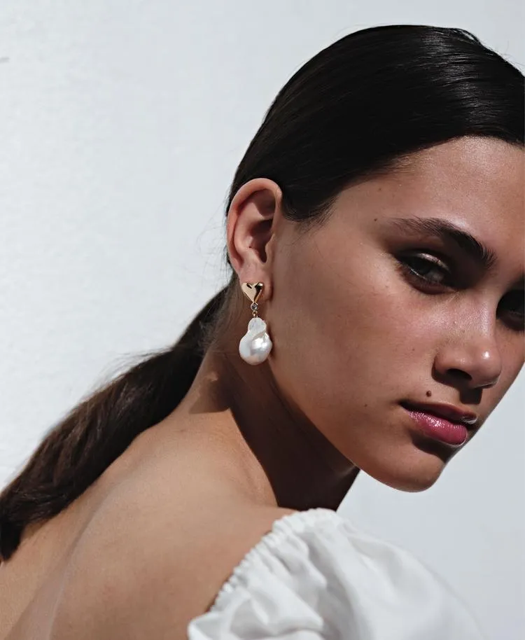 Meadowlark Jewellery Meadowlark - Camille Pearl Earrings - Silver - Blue Sapphire