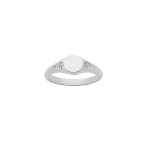 Meadowlark Jewellery Meadowlark Classic Signet Ring - Sterling Silver & White Diamond