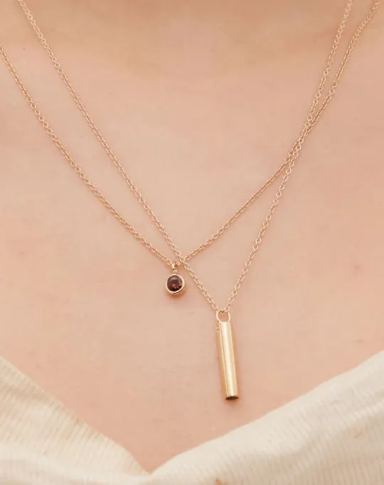 Meadowlark Jewellery Meadowlark - Cosmo Charm Necklace Sterling Silver Garnet