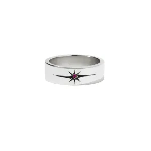 Meadowlark Jewellery Meadowlark Diamond Star Band Flat - Sterling Silver & Ruby