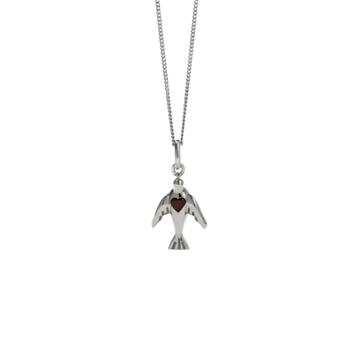 Meadowlark Jewellery Meadowlark - Dove & Heart Necklace Silver