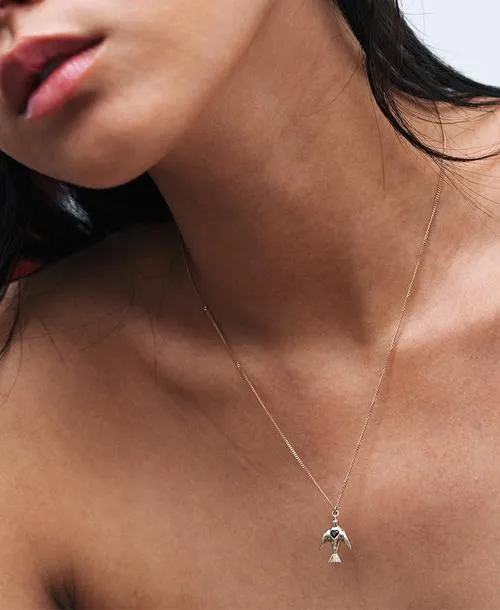 Meadowlark Jewellery Meadowlark - Dove & Heart Necklace Silver