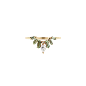 Meadowlark Jewellery Meadowlark - Etta Ring - 9ct Yellow Gold Green Sapphire & White Diamond