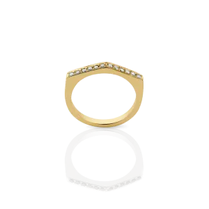Meadowlark Jewellery Meadowlark Fine Geometric Ring Arc - 9ct Yellow Gold & White Diamond