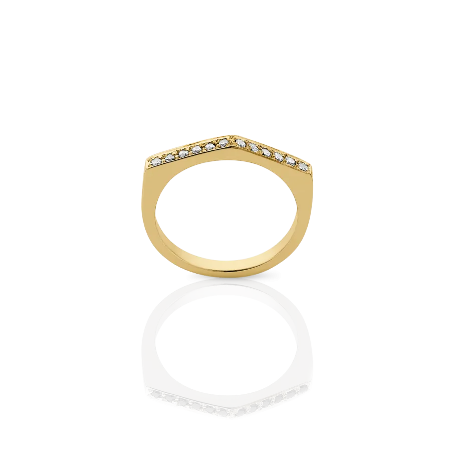 Meadowlark Jewellery Meadowlark Fine Geometric Ring Arc - 9ct Yellow Gold & White Diamond