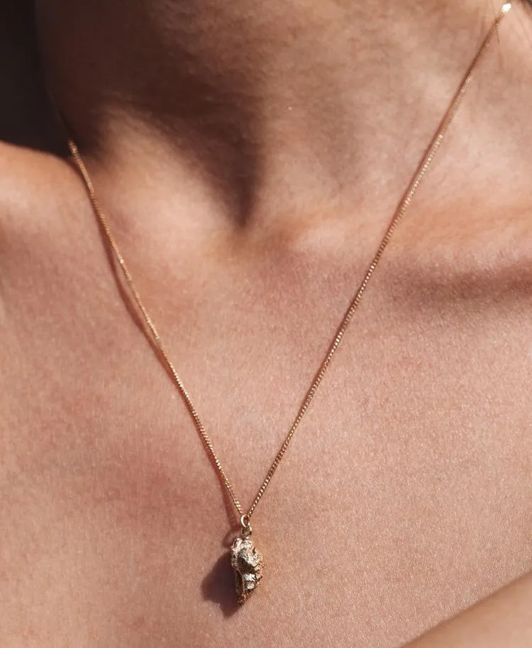 Meadowlark Jewellery Meadowlark - Gold Nugget Charm Necklace Gold Plated