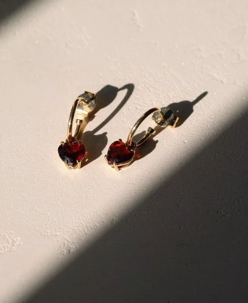 Meadowlark Jewellery Meadowlark - Heart Jewel Signature Hoops - Gold Plated