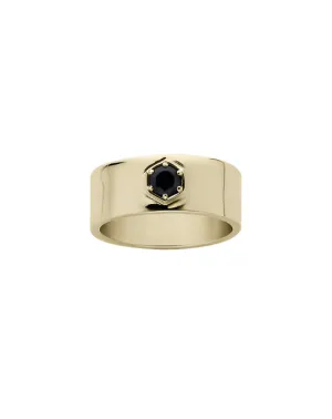 Meadowlark Jewellery Meadowlark - Hex Stone Band 9ct Yellow Gold Midnight Sapphire