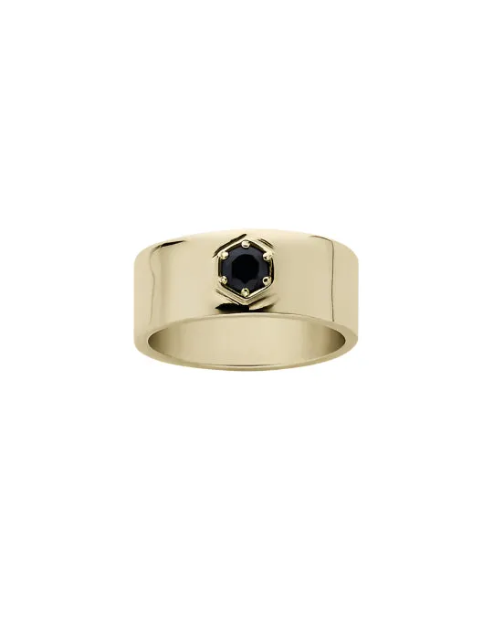 Meadowlark Jewellery Meadowlark - Hex Stone Band 9ct Yellow Gold Midnight Sapphire