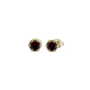 Meadowlark Jewellery Meadowlark Hexagon Stone Studs - 9ct Yellow Gold & Thai Garnet