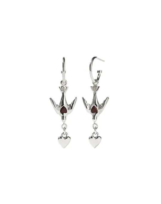 Meadowlark Jewellery Meadowlark - Love Dove Hoops Set Silver Garnet