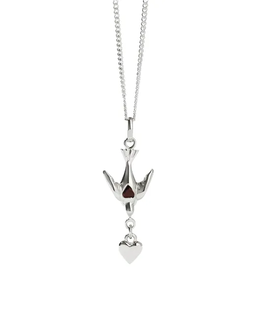 Meadowlark Jewellery Meadowlark - Love Dove Necklace Set Silver Garnet