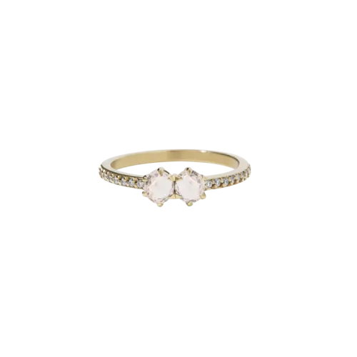 Meadowlark Jewellery Meadowlark Luna Ring .05ct - 9ct Yellow Gold, Morganite & White Diamond