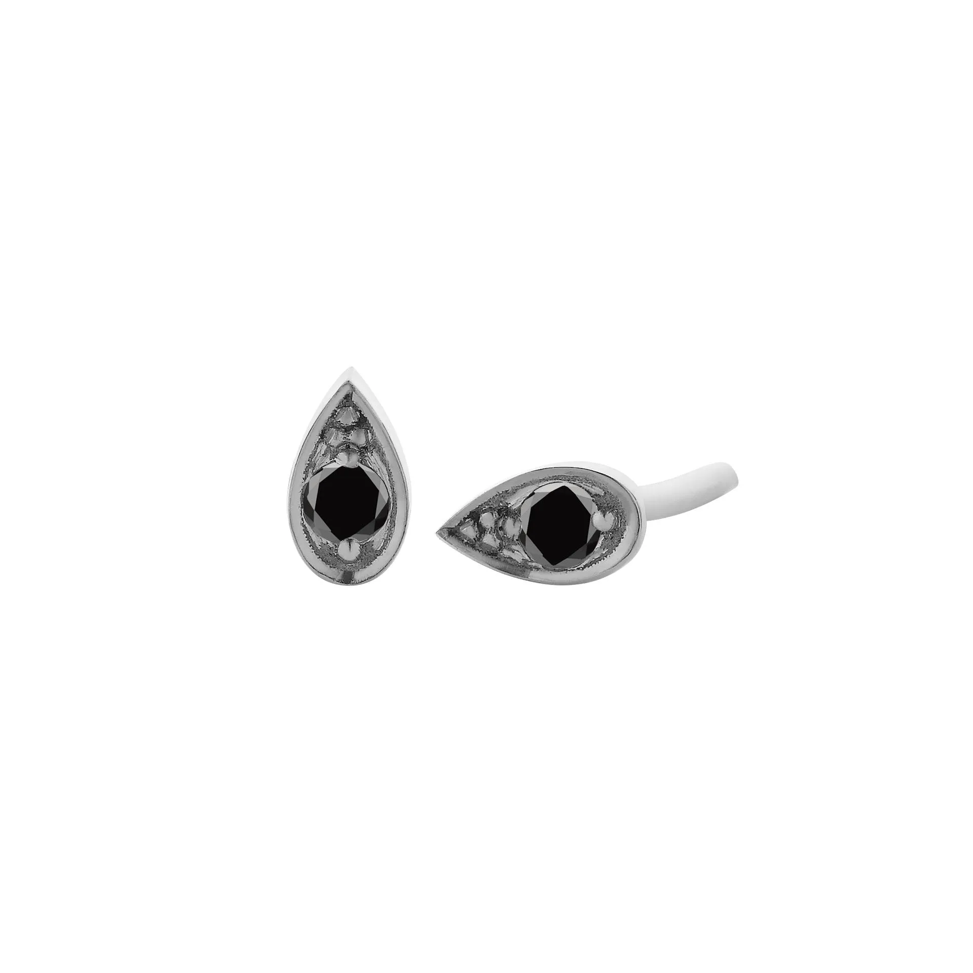 Meadowlark Jewellery Meadowlark Petal Stud Earrings Medium -Sterling Silver & Black Diamond