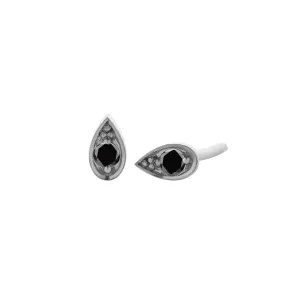 Meadowlark Jewellery Meadowlark Petal Stud Earrings Medium -Sterling Silver & Black Diamond