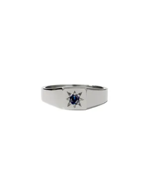 Meadowlark Jewellery Meadowlark - Remy Signet Ring Sterling Silver & Blue Sapphire