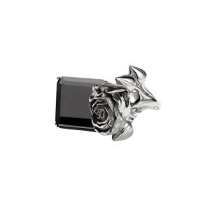Meadowlark Jewellery Meadowlark - Rose Cocktail Ring Large, Silver Onyx