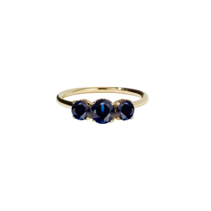 Meadowlark Jewellery Meadowlark - Signature 3 Stone - 9ct Yellow Gold & Blue Sapphire