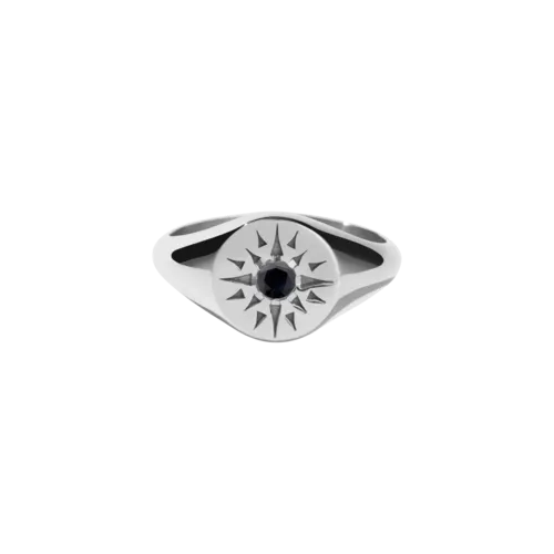 Meadowlark Jewellery Meadowlark Ursa Signet Ring Stone Set - Sterling Silver - Midnight Sapphire