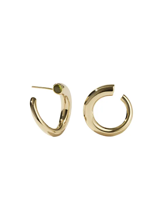 Meadowlark Jewellery Meadowlark - Wave Earrings Medium Gold Plated Peridiot