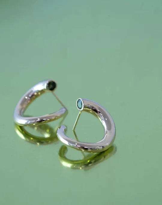 Meadowlark Jewellery Meadowlark - Wave Earrings Medium Gold Plated Peridiot