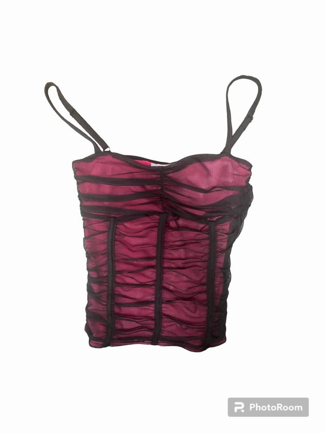 Mesh Corset Tank Top In Pink Mesh Girls Tunic Top