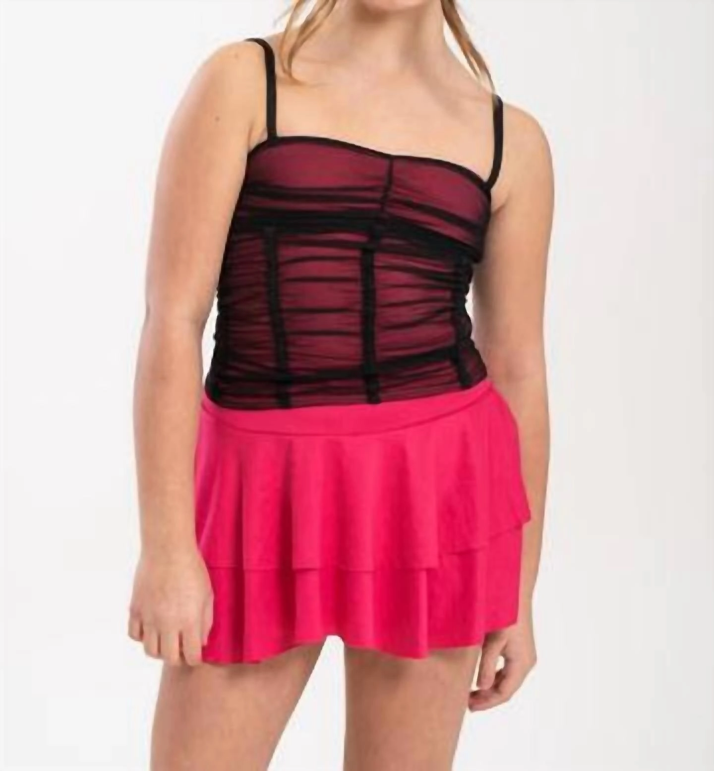Mesh Corset Tank Top In Pink Mesh ruffle tops girls, long sleeve tees girls
