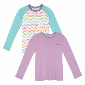 Mightly Girls Purple | White Hearts Long Sleeve T-Shirt ruffle tops girls, long sleeve tees girls