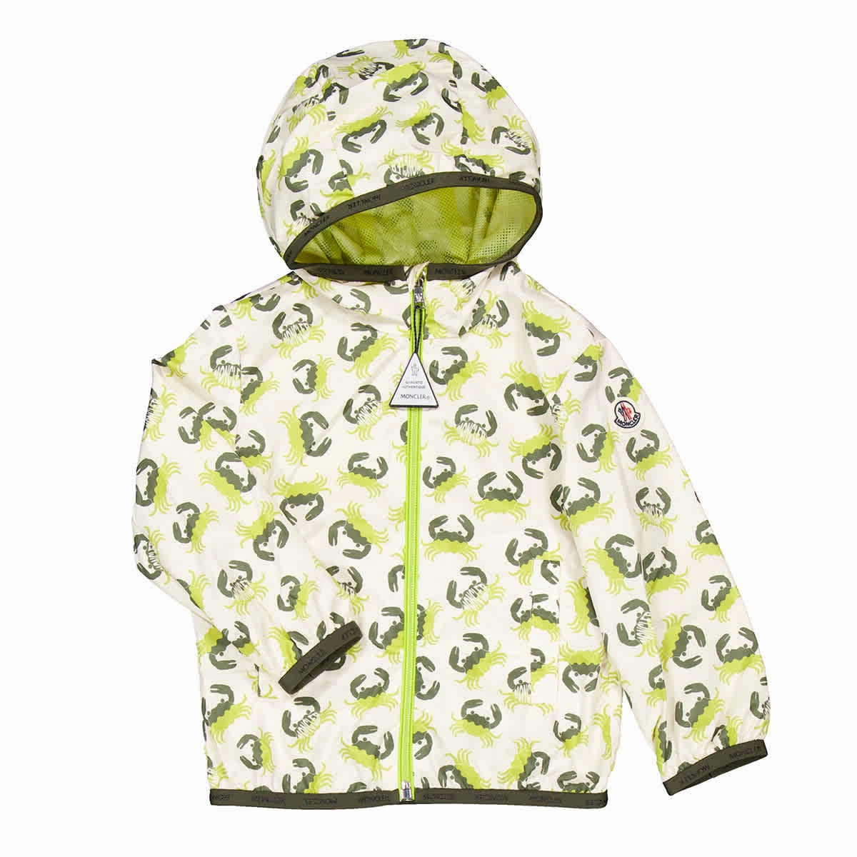 Moncler Boys Carama Crab Print Hooded Jacket winter jackets for boys, lightweight puffer boys