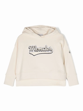 Moncler Enfant Logo Flocked Long-Sleeved Hoodie ruffle tops girls, long sleeve tees girls